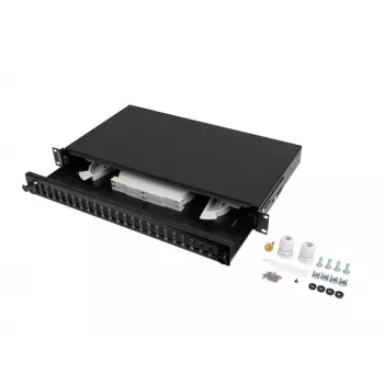 Patch panel 1U Lanberg FOP1-24SD-LQB Tērauds Melns Rack montāžai