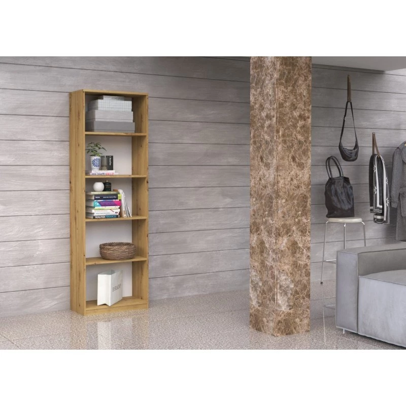 Biroja grāmatu skapis Topeshop R40 ARTISAN, ozols, 5 plaukti, 400×300×1820 mm, skaidu plātne