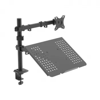 Akyga AK-MB-04 galda monitora turētājs ar klēpjdatora paliktni, 15-32 collas, 2x 10 kg, VESA 75x75 / 100x100, melns
