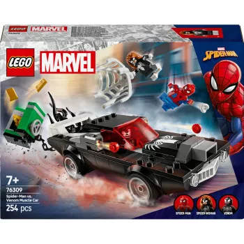Būvēšanas komplekts LEGO Marvel Super Heroes Zirnekļcilvēks pret Venoma muskuļauto 76309 — 254 gabali, 3 minifigūras, vecums 7+