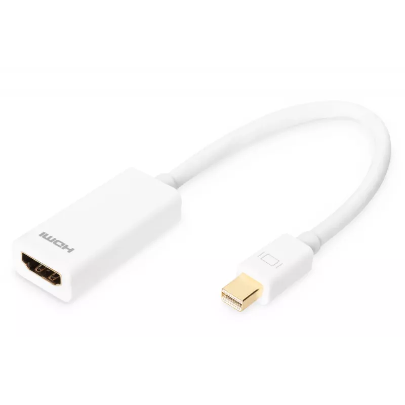 Digitus Mini DP uz HDMI Type A adaptera kabelis 0.15 m balts