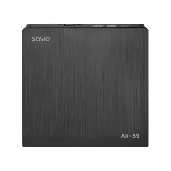 SAVIO AK-59 ārējais slinkais CD/DVD ierakstītājs R/RW - USB-C/USB-A, melns