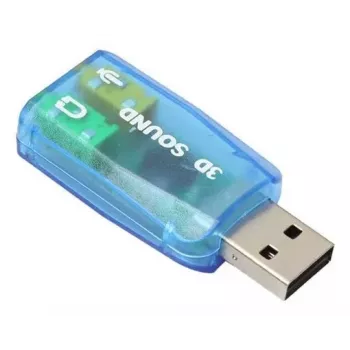 USB ārējā skaņas karte Gembird Virtus2 — USB interfeiss, 3.5 mm austiņu izeja, zils caurspīdīgs