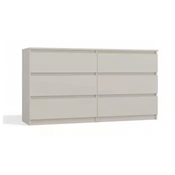 Kumode MALWA M6/140 cashmere lamināts — 6 atvilktnēm, 1380×400×750 mm