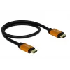 DeLOCK HDMI kabelis – HDMI (M) uz HDMI (M) – 50 cm – Trīskārša izolācija – Melns, Zelts – 8K atbalsts