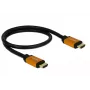 DeLOCK HDMI kabelis – HDMI (M) uz HDMI (M) – 50 cm – Trīskārša izolācija – Melns, Zelts – 8K atbalsts