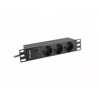 Lanberg PDU-03E-0200-BK strāvas sadales bloks (PDU) 3 AC kontaktligzdas 1U Melns