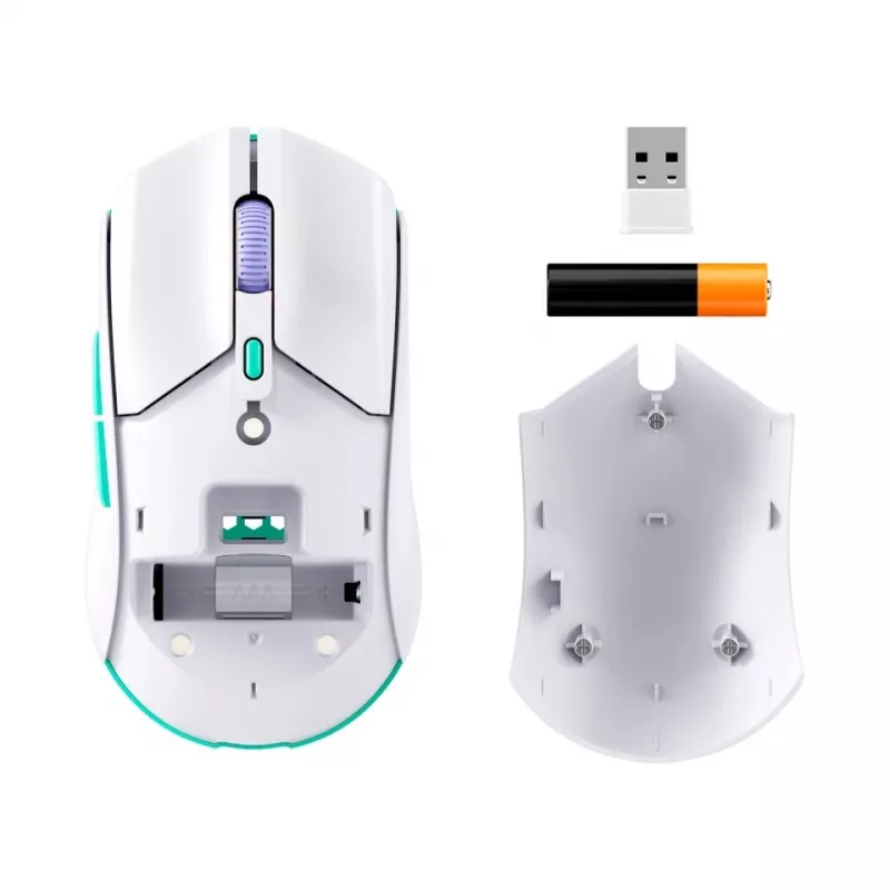 HyperX Pulsefire Haste 2 Core Wls - Spēļu pele (Balta/Zaļa/Violeta)