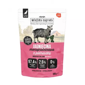 WIEJSKA ZAGRODA Monoprotein Jēra gaļa - mitrā suņu barība - 500g