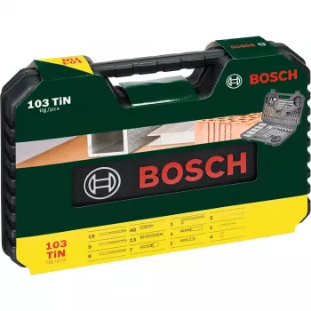 Piederumu komplekts Bosch V-Line 103 gab. — Bosch 103 detaļu urbj- un skrūvgriežu piederumu komplekts