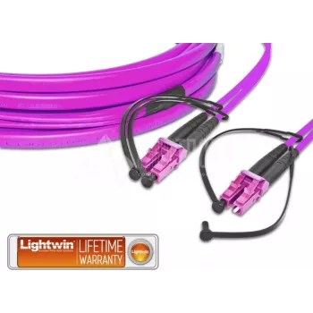 Lightwin LC-LC OM4 15m optiskās šķiedras kabelis violets (LDP-50 LC-LC 15.0 OM4 FD)