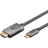 Pīts USB-C uz HDMI adaptera kabelis, 4K/60Hz, melns/sudrabs, 2m