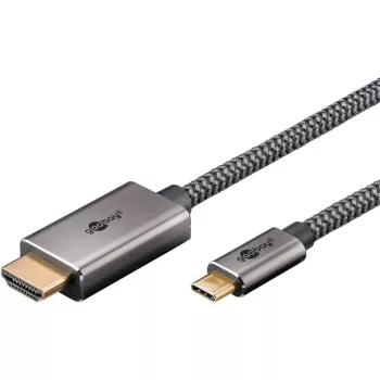 Pīts USB-C uz HDMI adaptera kabelis, 4K/60Hz, melns/sudrabs, 2m