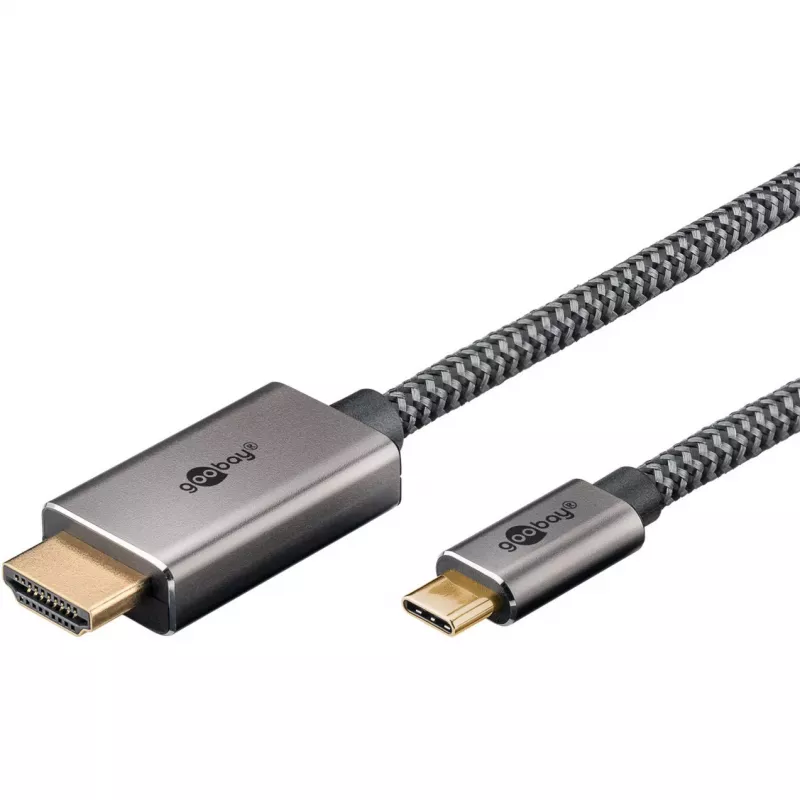 Pīts USB-C uz HDMI adaptera kabelis, 4K/60Hz, melns/sudrabs, 2m