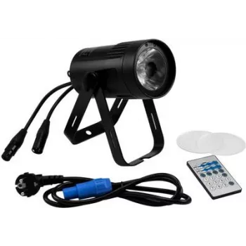 LED efekta gaisma EUROLITE PST-15W DMX 1 LED — kompakts skatuves/studijas prožektors ar DMX vadību