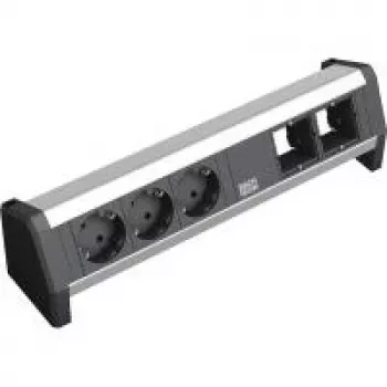 Strāvas pagarinātājs Bachmann 3x Schuko 2x GST18 Melns Sudrabs