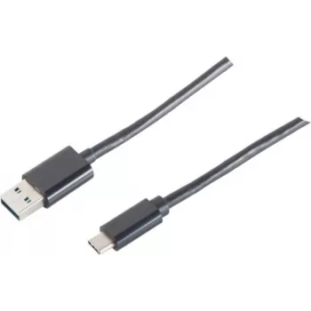 USB kabelis S/CONN 14-10005 USB 2.0 1m USB A USB C Melns