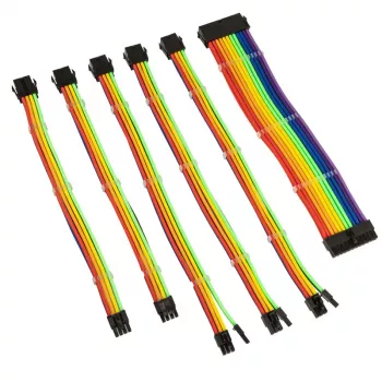 Pagarinātāju komplekts Kolink Core Adept pītā apvalkā — 6 gab., PET, vara vadi, 300–350 mm