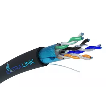 Tīkla kabelis Extralink Twisted pair CAT5E FTP Outdoor 305m Melns