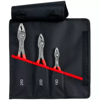 Knipex TwinGrip priekšējās satveršanas knaibles komplekts rullīšu somā, 3 gab., garumi 150/200/250 mm, sarkans