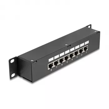 DeLOCK 10 collu savienotājpanelis 8 porti Cat.6 RJ45 Melns 1U