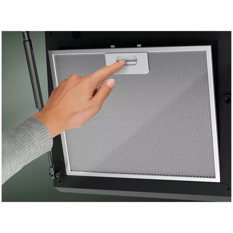 Sienas nosūcējs Electrolux LFV626K, melns, 598×396 mm, 615 m³/h recirkulācija, 62 dB, oglekļa filtrs