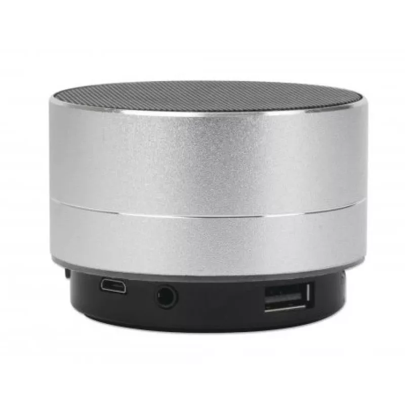 Manhattan Metallic Bluetooth Skaļrunis, Šļakatizturīgs, Darbības rādiuss 10m, microSD karšu lasītājs, Aux 3.5mm savienotājs, USB-A uzlādes kabelis iekļauts (5V uzlāde), Sudraba krāsa, Trīs gadu garantija