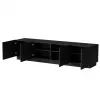 TV skapis LIVERTI 2000x420x480 mm, melna skaidu plātnes virsma, melns rāmis