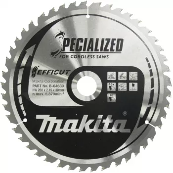 Makita Specialized EFFICUT ripzāģa asmens - kokam, metālam - 260 mm - 45 zobi - saderīgs ar Makita LS1018L, LS1018LN (B-64630)