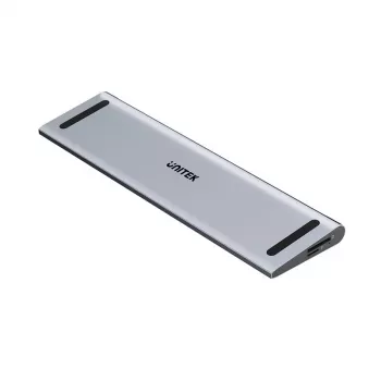 KVM slēdzis Unitek D1106AGY01 USB-C trīskāršā 4K dokstacija ar KVM, 3x USB-A, 5x USB-C, HDMI×2, DP×1, RJ-45, SD lasītājs, 3840×2160@60Hz, alumīnijs