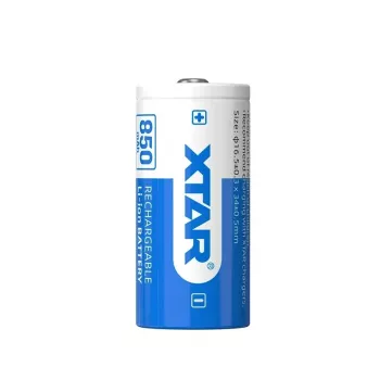 Akumulatora baterija XTAR 16340 3.7V 850mAh — 34 mm × 16.5 mm, 1 gab.