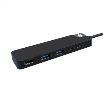 USB-C centrmezgls HYPER HD4101BKGL — 5 porti (USB-C, USB 3.2 Gen1 Type-A, HDMI 4K), 5000 Mbit/s, Melns