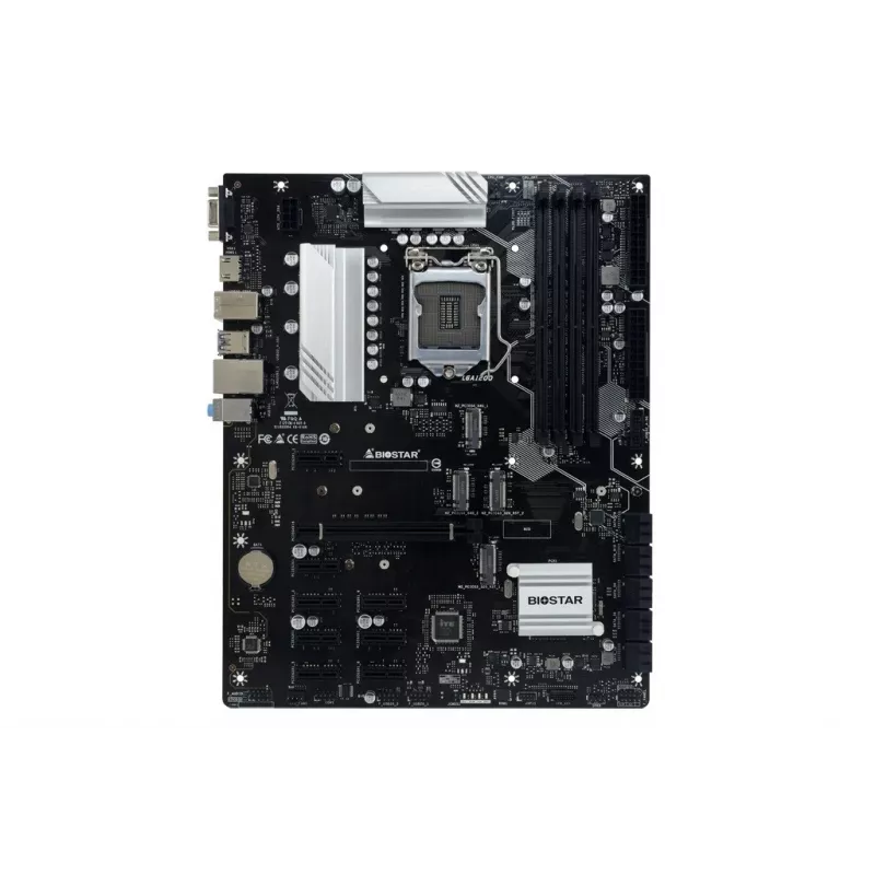 Mātesplate BIOSTAR TZ590-BTC DUO — Intel Z590 LGA 1200 ATX, 4×DDR4 sloti, 4×M.2, 10×SATA III, 7.1 audio