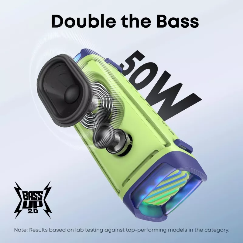 Pārnēsājamais skaļrunis Anker Soundcore Boom 3i — 50W, Bluetooth, ūdensizturīgs, zaļš