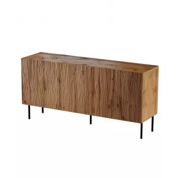 Kumode cama meble JUNGLE 152x40.5x74.5 cm — ozols wotan, melnas kājas, skaidu plātne