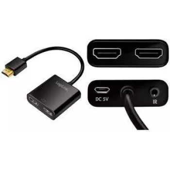 LogiLink HD0061 - HDMI Sadalītājs 1x2 Porti 4K/60 Hz ar Downscaler