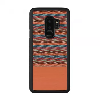 Viedtālruņa maciņš ar koka akcentiem Samsung Galaxy S9 Plus — brūns rūtains ar melnu apdari