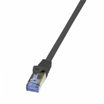 LogiLink PrimeLine - Patch-Cable - RJ-45 (vīr.) uz RJ-45 (vīr.) - 50 cm - SFTP, PiMF - Cat.7 Raw Cable - Bezhalogēna, Lietā, Aizsargāts pret aizķeršanos - Melns