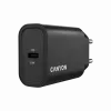 Sienas lādētājs CANYON OnCharge 30CL 30W PD 1 ports EU spraudnis Melns