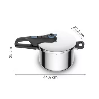 Spiediena katls Tefal SECURE TRENDY 6L ar nerūsējošā tērauda tvaicēšanas grozu, indukcijai piemērots