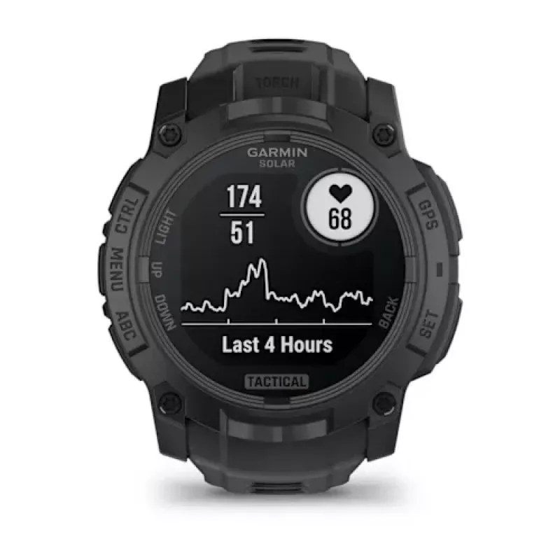 Garmin Instinct 3 Solar Tactical Edition 50 mm viedais pulkstenis, melns, ar silikona siksniņu
