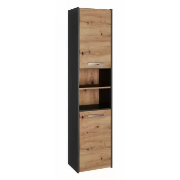 Brīvstāvošs vannas istabas skapis Top e Shop S40 ANTRACĪTS/ARTISĀNS, 400×300×1700 mm, 6 plaukti, 2 durvis