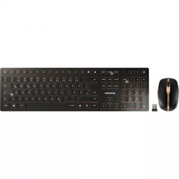 CHERRY DW 9100 SLIM bezvadu tastatūra un pele, RF Wireless + Bluetooth, QWERTZ, melna