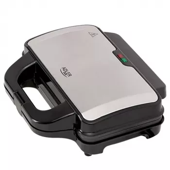 Sviestmaižu gatavotājs Adler AD 3043, 1300 W, nelipīgas plāksnes, 2 sviestmaizes, 285×152 mm cepšanas virsma, melns
