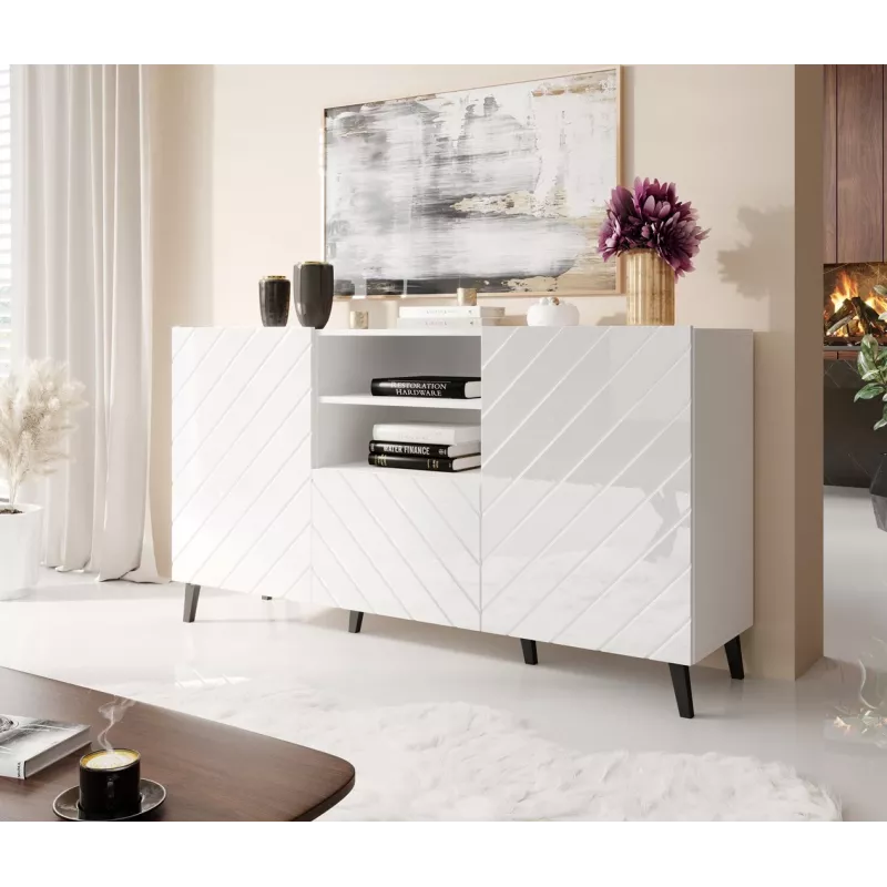 ABETO kumode 150x42x82 balts glancēts