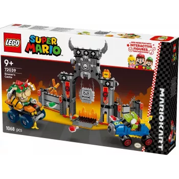 Būvējams komplekts LEGO 72039 Super Mario Bousera cietoksnis ar Mario Kart, interaktīvs rotaļu komplekts