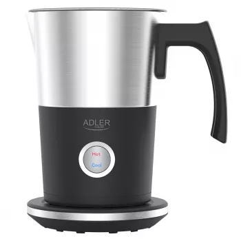 Automātiskais piena putotājs Adler AD 4497 — nerūsējošais tērauds, 600W, puto 120 ml / silda 300 ml, karstā un aukstā