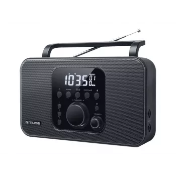 Pārnēsājamais radio Muse M-091 R — FM/AM, LCD ekrāns, AC vai AA/D baterijas, rotējošs skaļums, 1.1 kg, melns