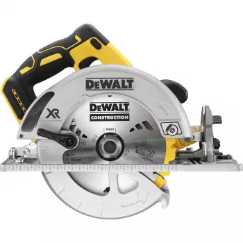 Ripzāģis DeWALT DCS572NT — 18 V bezsuku, 184 mm disks, 58 mm dziļums (90°), 57° slīpums
