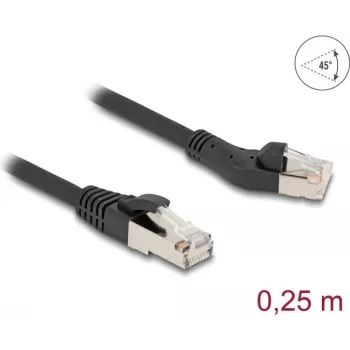 Tīkla kabelis DeLOCK RJ45 Cat.8.1 45° Kreisais leņķis 0,25m Melns